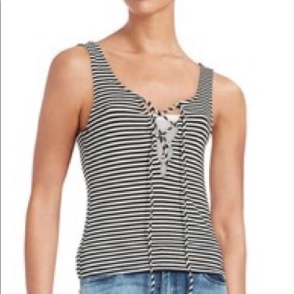 Vintage Havana Striped Lace-Up Tank Top, Small